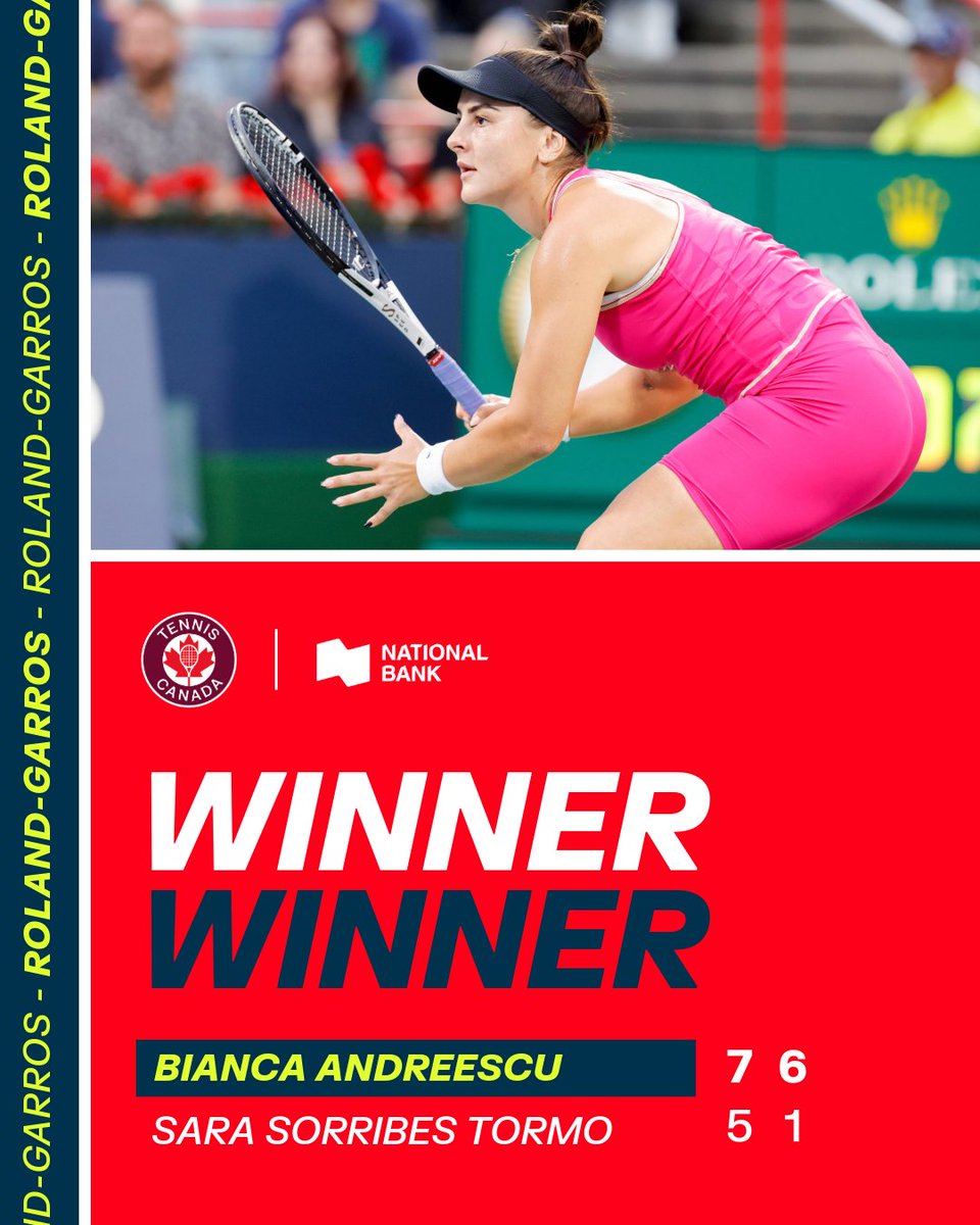 Bibi is BACK! 🤩

In her first match since August 2023, Bianca Andreescu claims victory against Sara Sorribes Tormo and finds herself through to the second round at @rolandgarros 💃

#rolandgarros | @nationalbank