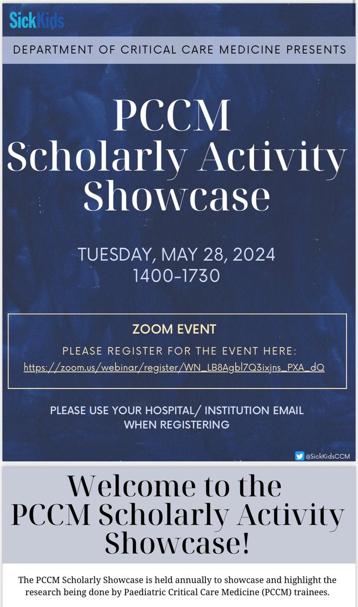 SickKids Critical Care Medicine (@sickkidsccm) on Twitter photo Tomorrow is Showcase day! Our session will include Education, Cardiac ICU, PICU and Quality Improvement ๐ Tomorrow is Showcase day! Our session will include Education, Cardiac ICU, PICU and Quality Improvement ๐