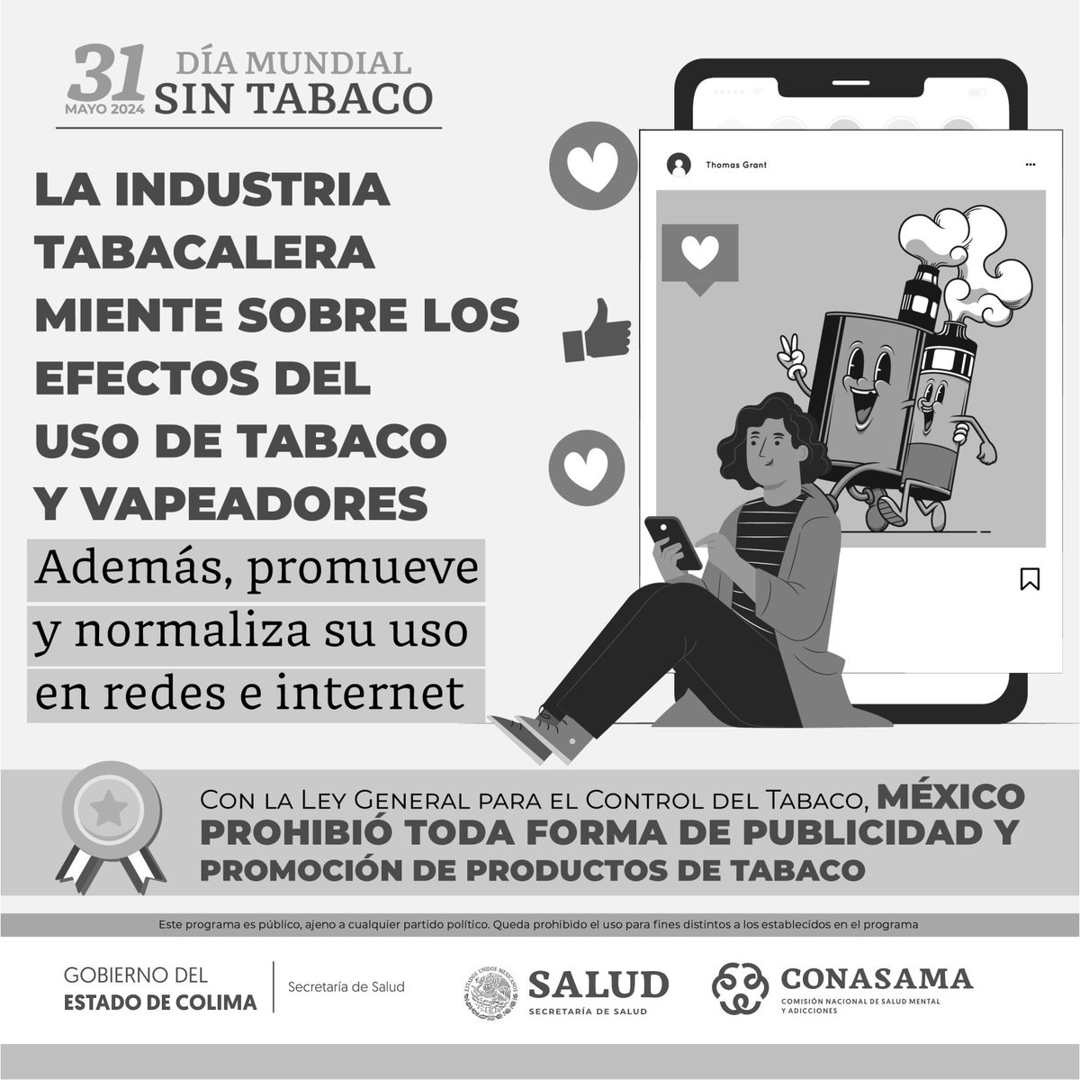 La industria tabacalera, para hacer más atractivos sus productos, los vende con nuevas formas y sabores, pero junto a sus productos nos vende también enfermedad, dependencia e incluso la muerte.
¡No te enganches! La industria tabacalera miente.
#DíaMundialSinTabaco