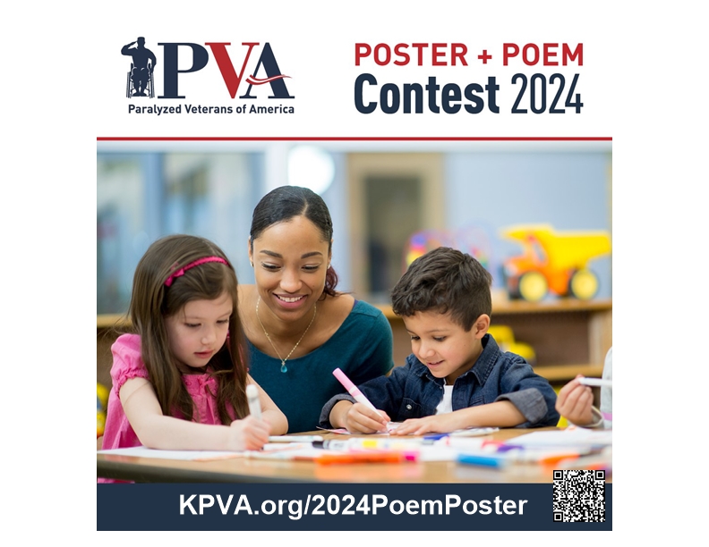 Paralyzed Veterans of America – Keystone Chapter is pleased to announce the 2024 Veterans Day Poster and Poem Contest. All entries for the Veterans Day Poster and Poem Contest must be received by Friday, October 18, 2024, at 5:00 P.M. kpva.org/2024PoemPoster #kpva