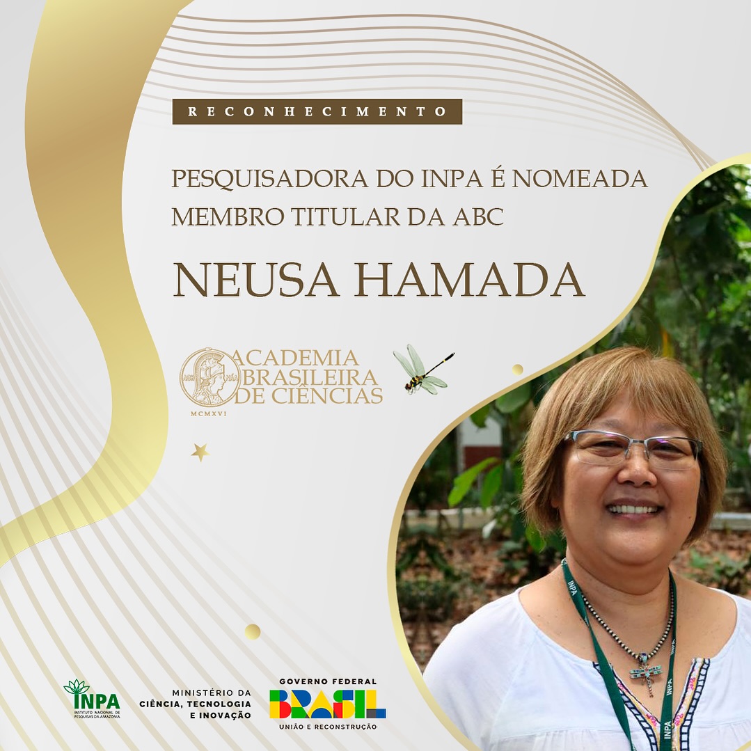 Celebrando uma conquista incrível! 🎉

Neusa Hamada, pesquisadora do Inpa, foi nomeada membro titular da Academia Brasileira de Ciências (ABC).