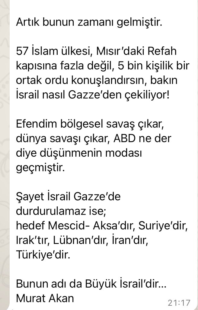 Geliyor gelmekte olan, Mısır ayağa kalkmalı bizde dahil tüm İslam dünyası yanında durmalı, boynu bükük yaşamaktansa dimdik ölmeği seçmeliler.