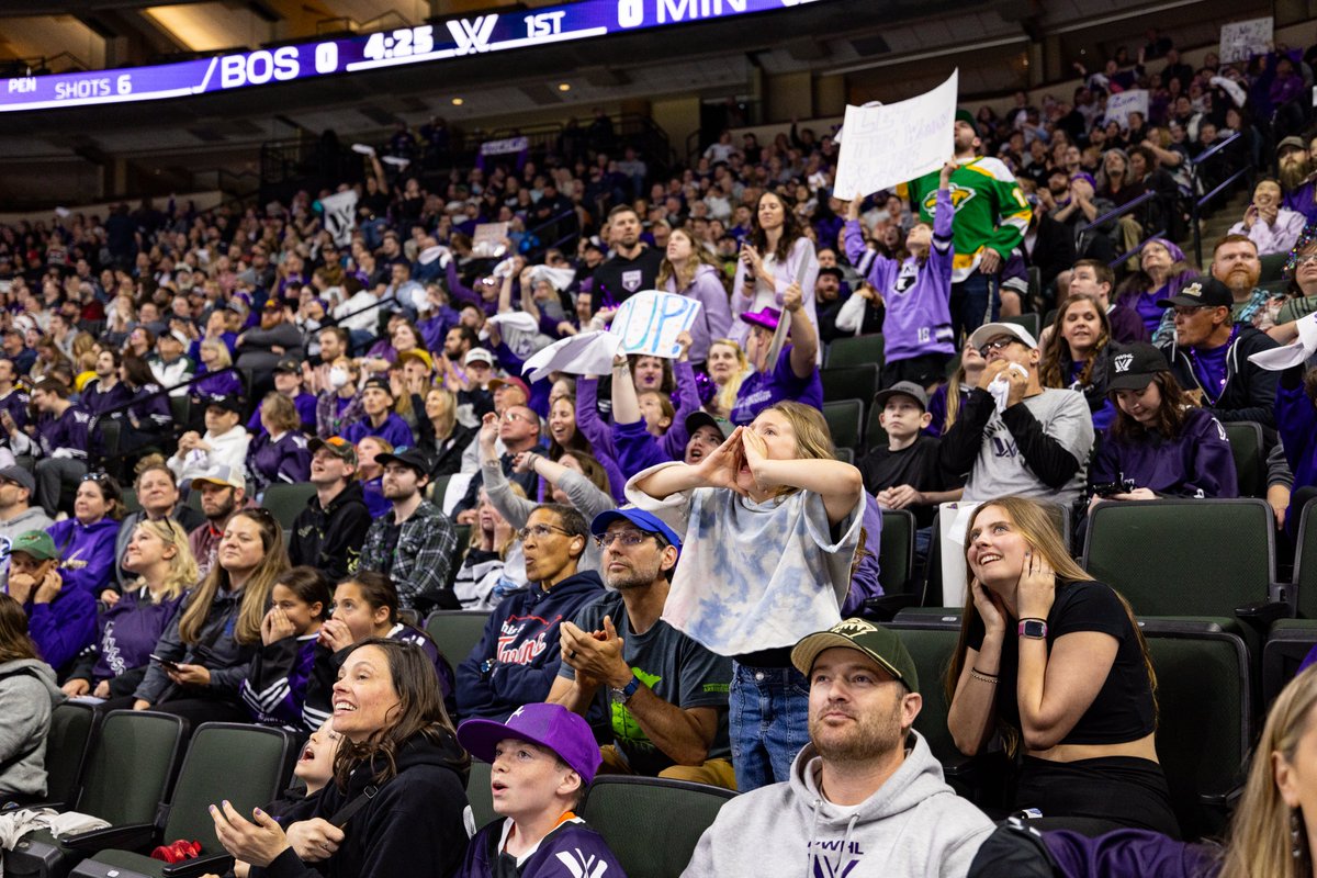 PWHL_Minnesota's tweet photo. Though last night didn’t end with a win, it was undeniably special. 🌟 

With 13,104 fans lighting up the arena with their energy, our final postseason game at home was unforgettable. Thank you, fans, for an incredible season of support. 

Now, we head to Boston for Game 5, ready to battle for the Walter Cup!
