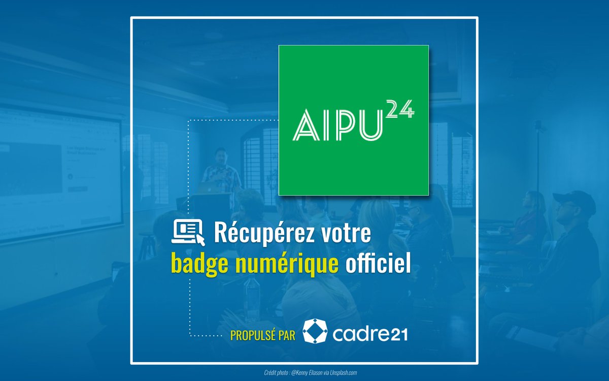 CADRE21 (@lecadre21) on Twitter photo Les personnes qui ont participé au Congrès AIPU24 à Sherbrooke peuvent demander un badge qui reconnaît leur temps de développement professionnel lié à leur participation à cet événement.
C’est ici: cadre21.org/badges/colloqu…
<a href="/USherbrooke/">Université de Sherbrooke</a>  @UQAR Les personnes qui ont participé au Congrès AIPU24 à Sherbrooke peuvent demander un badge qui reconnaît leur temps de développement professionnel lié à leur participation à cet événement.
C’est ici: cadre21.org/badges/colloqu…
<a href="/USherbrooke/">Université de Sherbrooke</a>  @UQAR