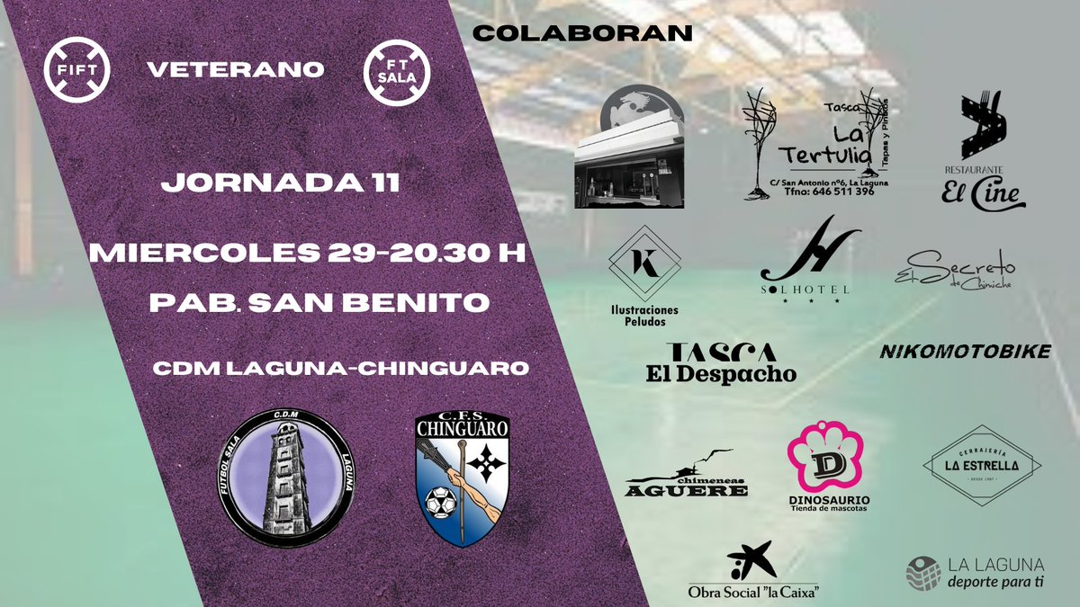 CDMaxorataTfe's tweet photo. VETERANO | PARTIDO
Nueva jornada para el Laguna Veterano, este miércoles en el Pabellón de San Benito, a las 20.30 h contra el Chinguaro de Güimar. 
¡¡Vamos Laguna!!  💜🤍 https://t.co/zarqA5FrOE