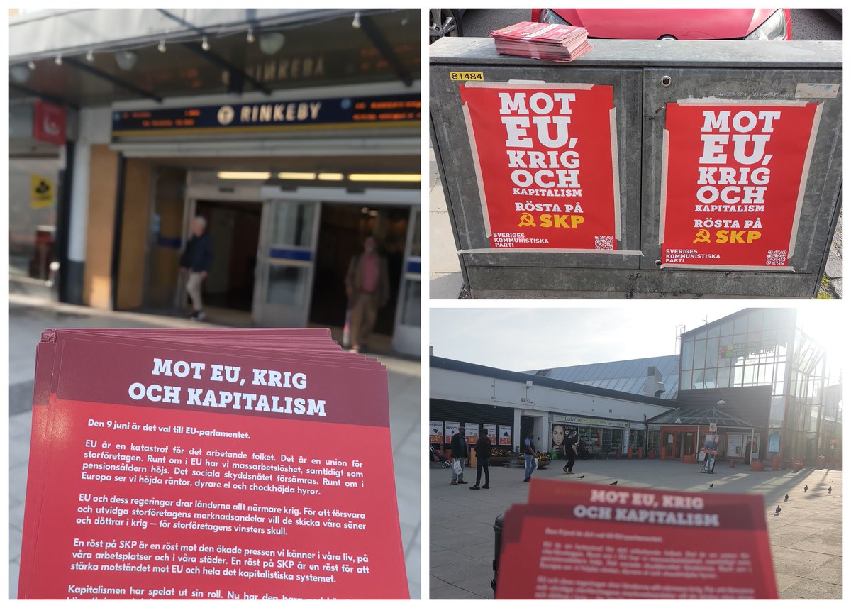 🚨 Meanwhile in #Sweden 🇸🇪, the Communist Party - SKP @kommunisterna continues its campaign for the upcoming #EUelections2024 under the slogan 'Against the EU, War and Capitalism'! MOT EU, KRIG OCH KAPITALISM! #UseYourVote 🚩