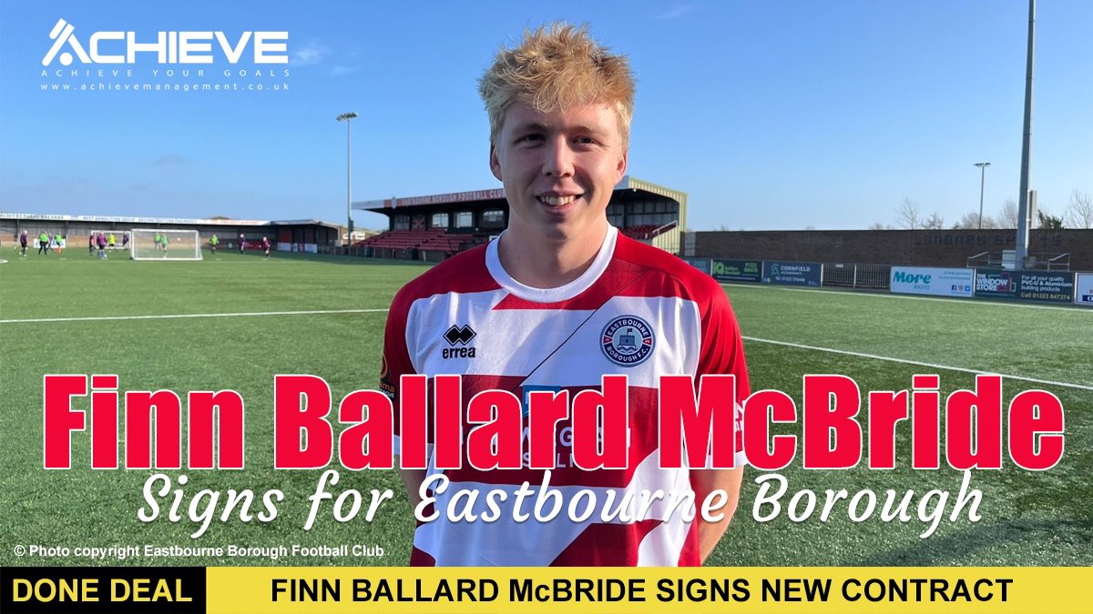 ✅✍️ DONE DEAL: Striker Finn Ballard McBride has penned a new contract with ambitious @TheVanaramaNL South outfit @ebfc_official.

Get the full story at 👉 achievemanagement.co.uk/done-deal-new-…

#ACHIEVE #Football #DoneDeal #Eastbourne #NationalLeague

🔴⚪️