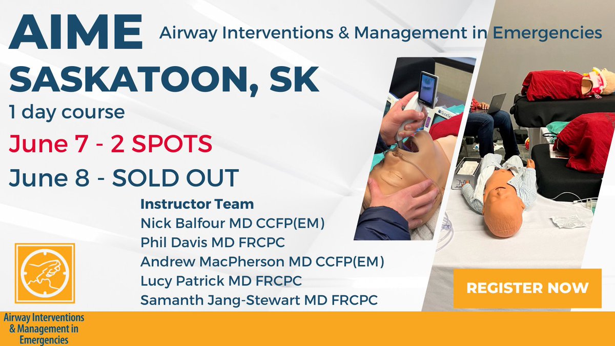 Grab one of the last 2 spots in CAEP's Airway course in Saskatoon on June 7 Details here: caep.ca/cpd-courses/ai… @CAEPConference @docstemp @BrittJEllis