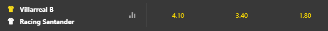 📈Probabilidades según <a href="/bet365_es/">bet365 España</a> para la jornada del domingo:

Eibar - Real Oviedo
1- 47,13%
X- 27,73%
2- 25,14%

Eldense - Sporting
1- 21,58%
X- 22,11%
2- 56,31%

Villarreal B - Racing
1- 22,3%
X- 26,9%
2- 50,8%