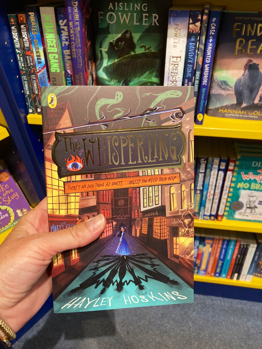 Face of an author who stopped by @thewatermill en route to Edinburgh - thrilled to see a copy of THE WHISPERLING in the excellent kids section. Not sure what I’m pointing at. Signed copy now in store! #authorscommunity #kidlit #middlegrade #scotland