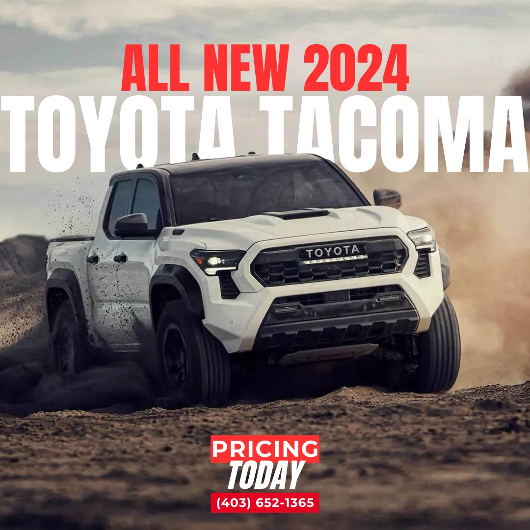 Unleash the Power of Adventure with the All-New 2024 Toyota Tacoma! Ready to conquer any terrain, call us now to discover exclusive pricing on your next thrill ride. 🌄🚗 #2024Tacoma #AdventureAwaits #ToyotaPerformance #Toyota #Calgary #Toyotayyc #highriver #alberta