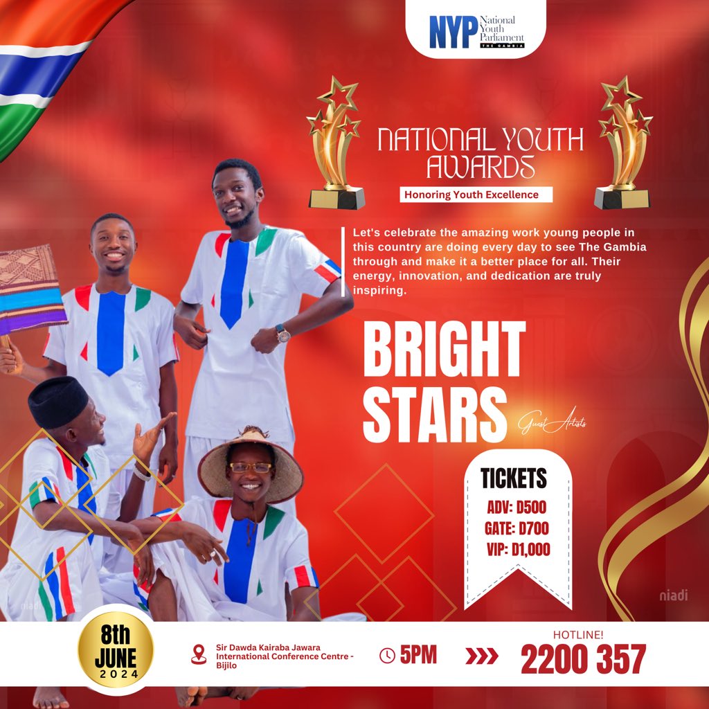 Experience the unique blend of music and comedy by Bright Stars Entertainment, making the night even more entertaining and unforgettable. Don't miss out on the fun and the celebration of our exceptional youth!

#NationalYouthAwards
#CelebratingYouthExcellence