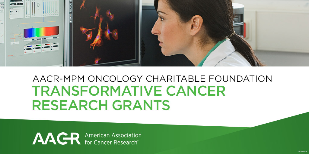 The AACR-MPM Oncology Charitable Foundation Transformative Cancer Research Grants provide $400,000 over two years for early- to mid-stage investigators conducting “high-risk, high-reward” research that could transform clinical practice. Apply by June 11: bit.ly/3UYECwL