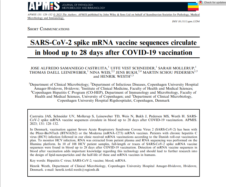 Studio 1: Titoli anticorpali della Spike 6 mesi dopo la VACClNAZlONE tra pazienti sottoposti a emodialisi in Giappone. Studio 2: 'Le sequenze della Spike del VACClNO circola nel sangue 28 giorni dopo la VACClNAZlONE. ncbi.nlm.nih.gov/pmc/articles/P… pubmed.ncbi.nlm.nih.gov/36647776