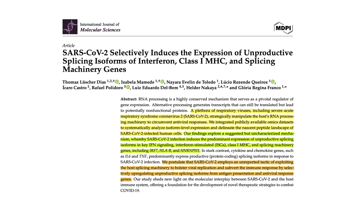 HOLY SHIT. These mechanistic findings about covid's impact on immune signaling seem potentially HUGE!

Let's dig in...

(And I'm honestly ecstatic right now, because this paper seems to support my hypothesis about *how* I personally avoided LC.)

1/