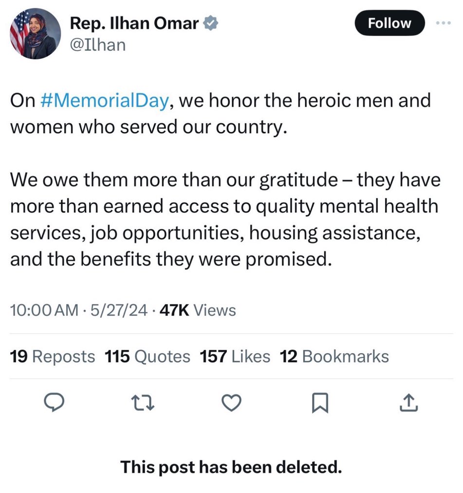 I don’t expect people who hate our country to know or care what Memorial Day is.