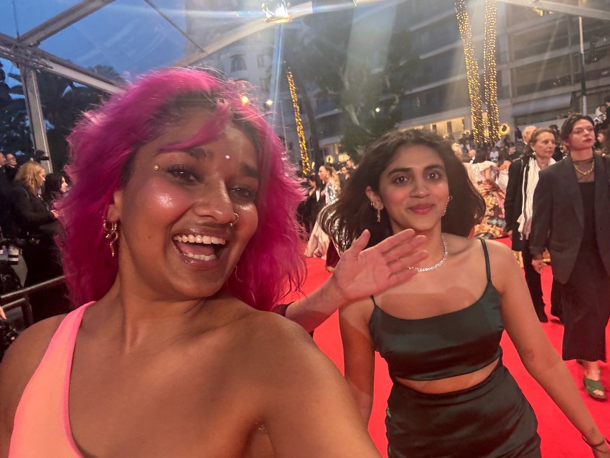 Y’all know that white lady security guard at Cannes that kept pushing all the women of color off the red carpet during their photo ops? This is her hand in the middle of our selfies 😂😂😂