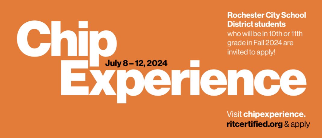 Learn more about this amazing microchip/advanced manufacturing experience for students entering 10th and 11th grade this fall! Full details and registration: chipexperience.ritcertified.org