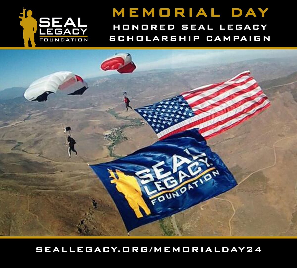 The SEAL Legacy Memorial Day Scholarship Campaign and Auction will close in FIVE HOURS! Help us ensure that the LEGACY of our Fallen will live on FOREVER! DONATE: SEALLegacy.org/memorialday24 AUCTION: SEALLegacy.org/auction24