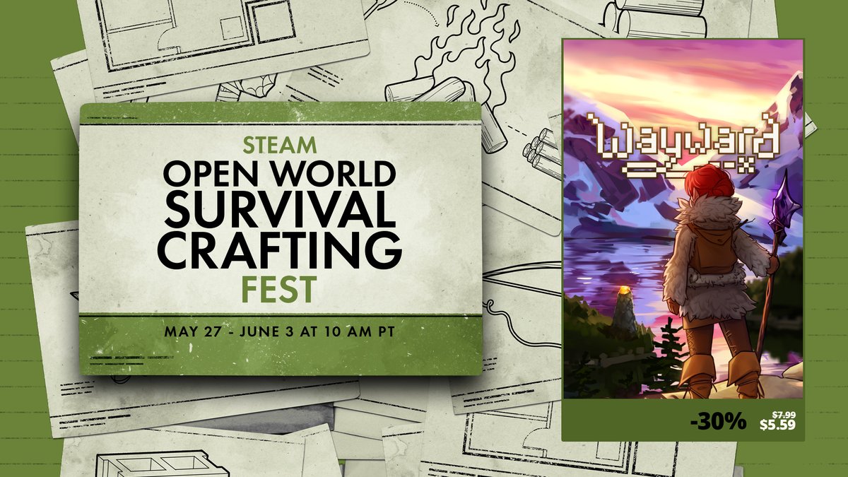 Wayward is part of Steam's "Open World Survival Crafting Fest"... because, of course it is! Grab it for -30% off during the sale! store.steampowered.com/app/379210/Way…