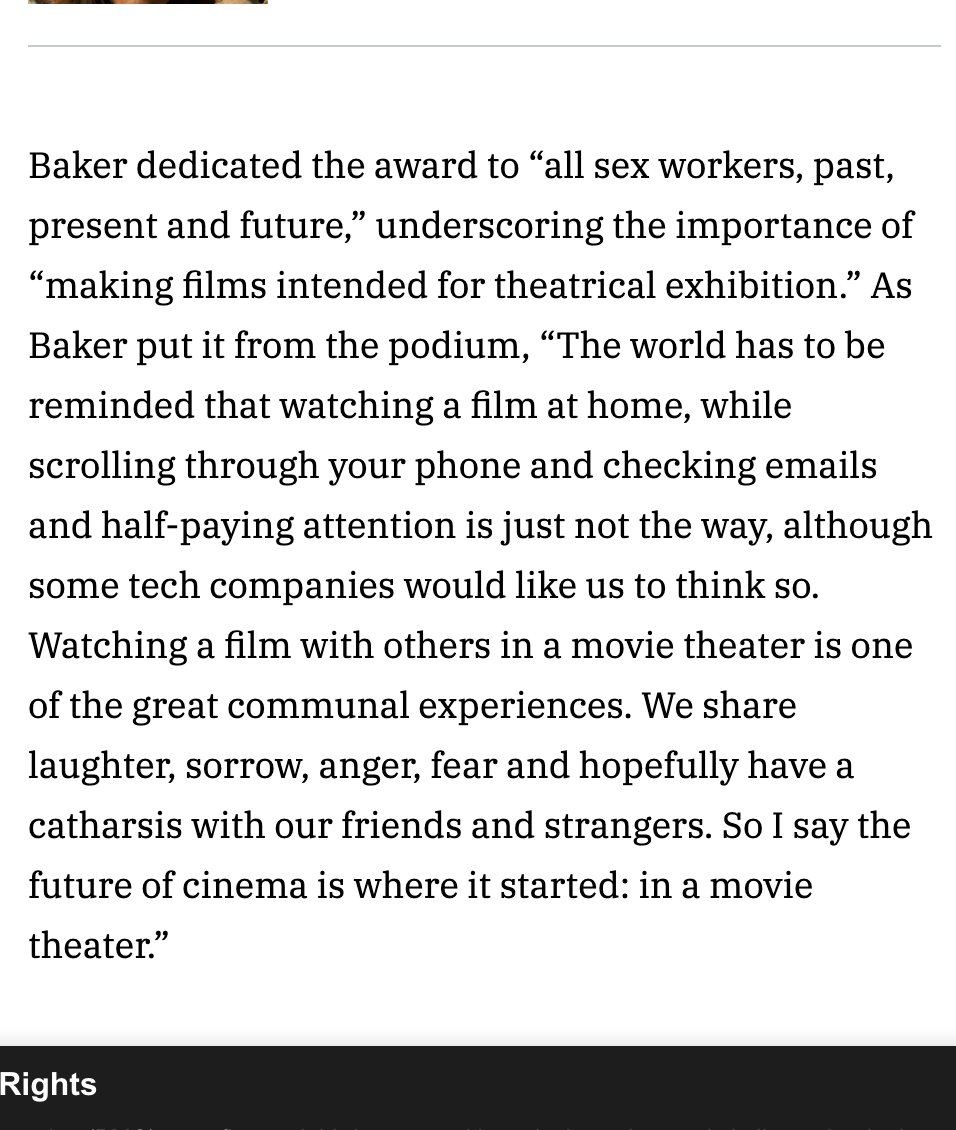 #SeanBaker @Festival_Cannes @Lilfilm 
'Watching a film with others in a movie theater is one of the great communal experiences. We share laughter, sorrow, anger, fear and hopefully have a catharsis with our friends and strangers.'
variety.com/2024/film/news…