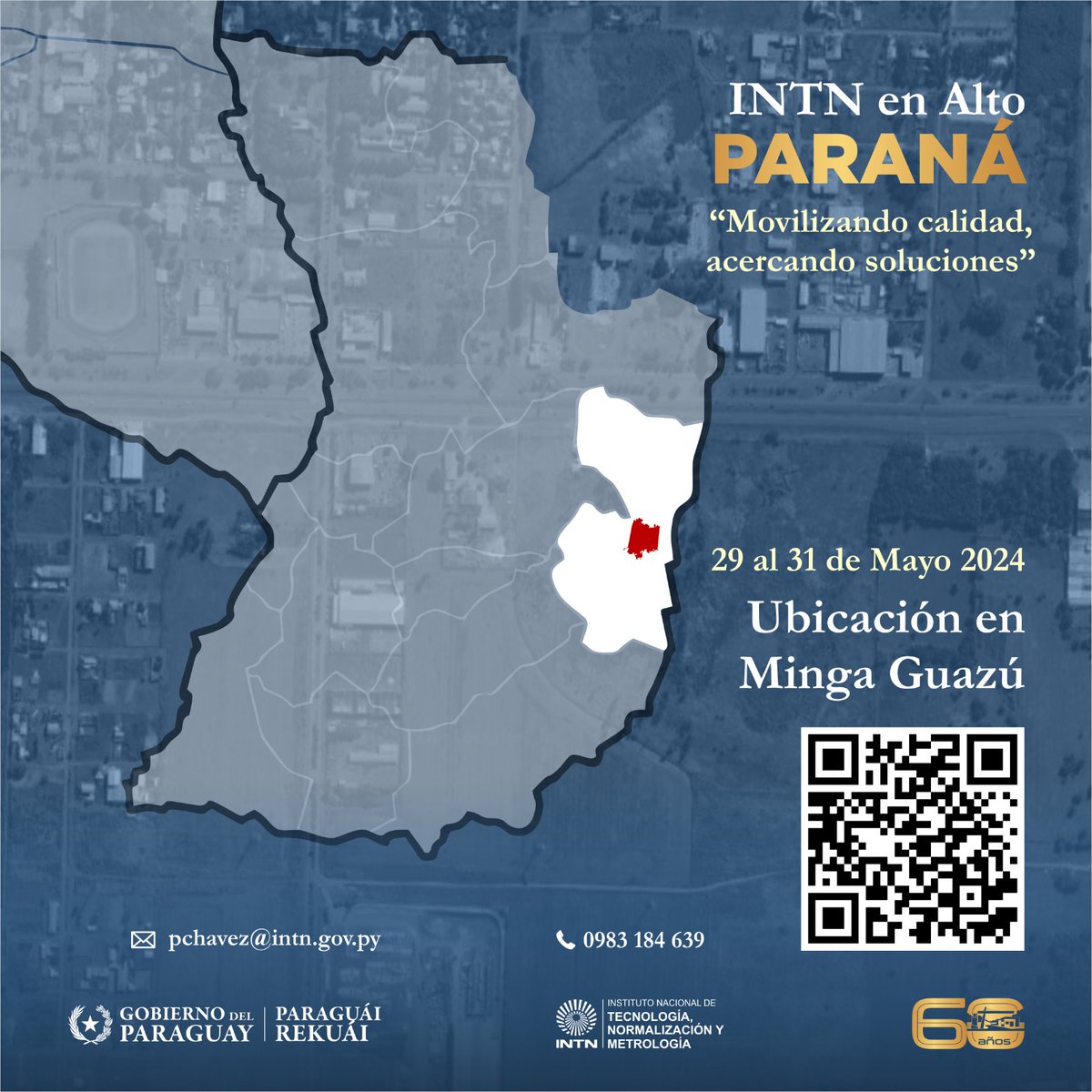 IntnParaguay's tweet photo. #Atención | Alto Paraná 

🇵🇾El INTN estará presente en su sede de Minga Guazu, con servicios de cobro, facturacion, atención al cliente, consultas, orientación jurídica, entre otras consultas.

🗓️29, 30 y 31 de Mayo del 2024 https://t.co/xK1V8GQFCA