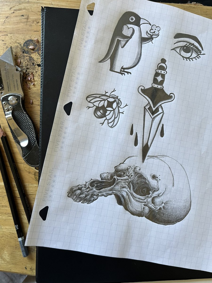 american trad and skull tattoo designs #tatt #tattoo #skull #skulltattoo #fypシ゚ #penguin #eye