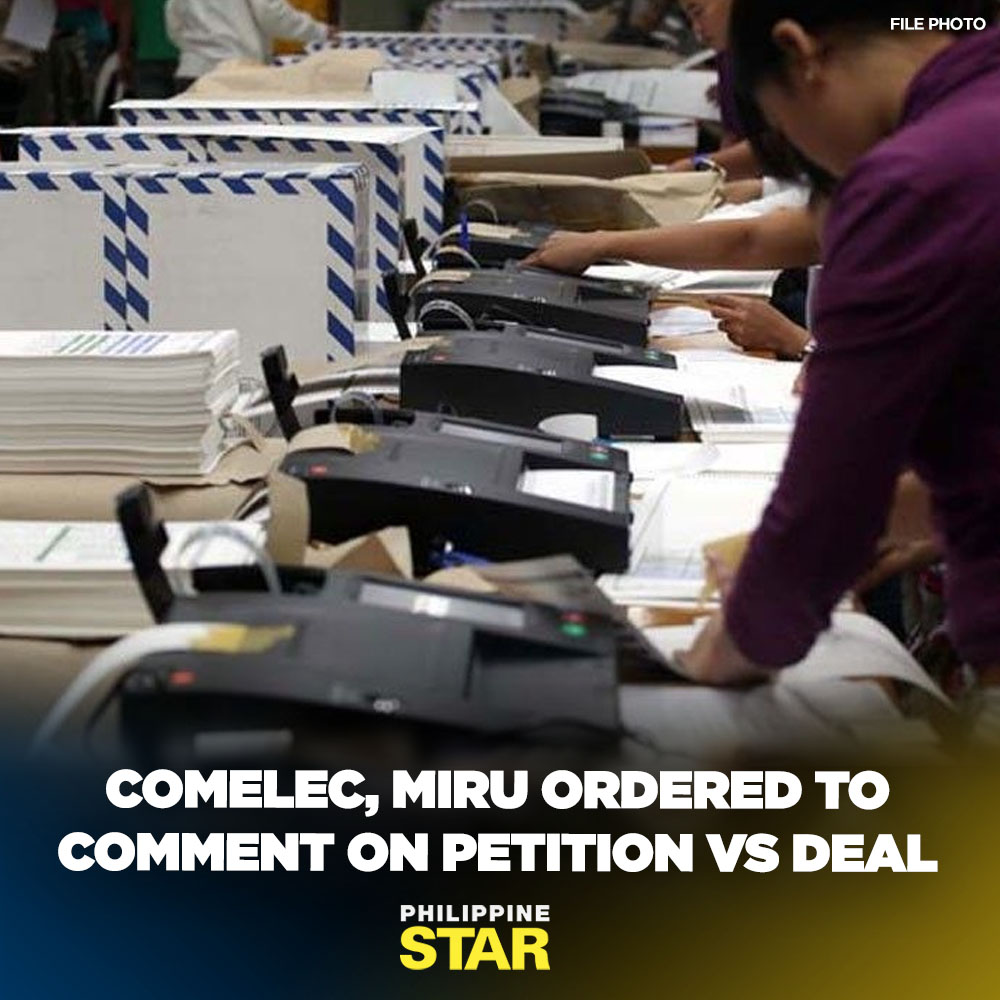 The Supreme Court (SC) has ordered the Comelec and South Korean company Miru Systems to comment on the petition seeking to declare null and void their P17.9-billion contract for the conduct of the 2025 midterm elections for allegedly violating the law. tinyurl.com/yfm67v7s