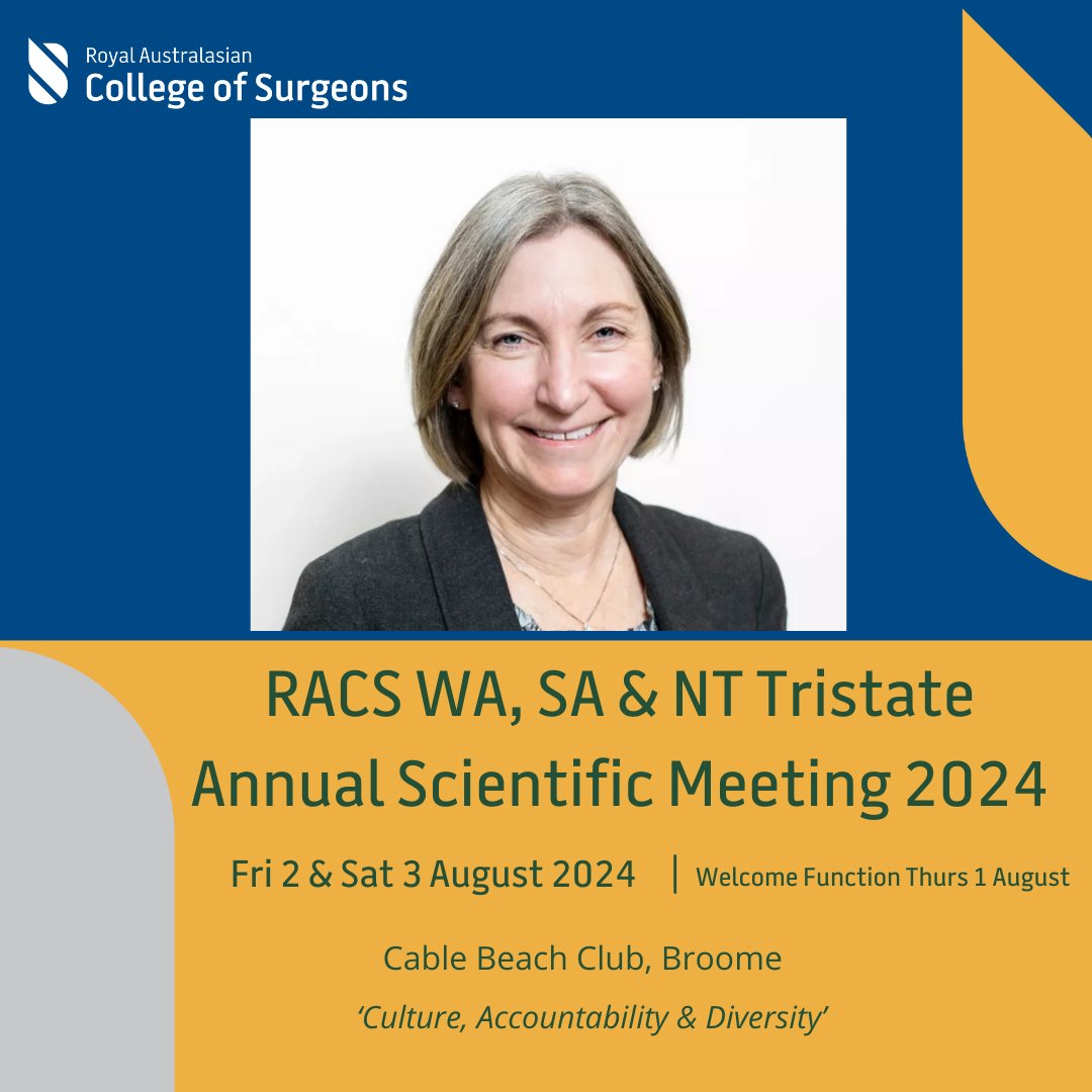 Hear from St John of God Health Care Chief Executive Officer, Tina Chinery, as part of the program of the RACS WA, SA and NT Tristate Annual Scientific Meeting from 1 - 3 August 2024 at Cable Beach Club, Broome. Check out the program and register: bit.ly/3UxVxWE.