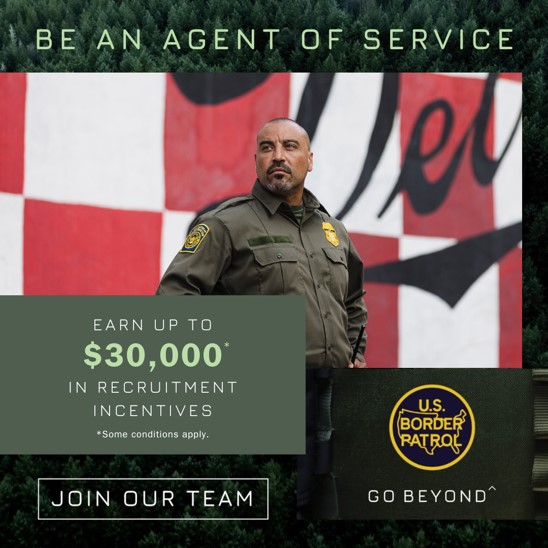 Be an Agent of Service.​ Seeking candidates prepared to protect our nation 24/7 as Border Patrol Agents.​ Make a difference. Join our Talent Network, today: go.dhs.gov/oW5​ #CBPCareers #NowHiring