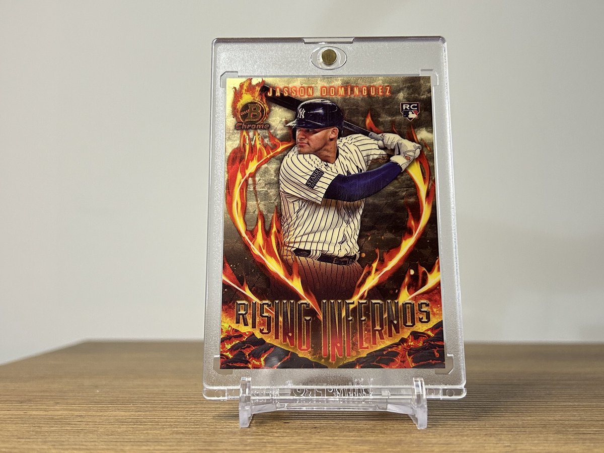 The Martian has landed! 2024 Bowman 1/1 Rising Infernos Superfractor. #topps #baseballcards #superfractor #2024bowmam #jassondominguez