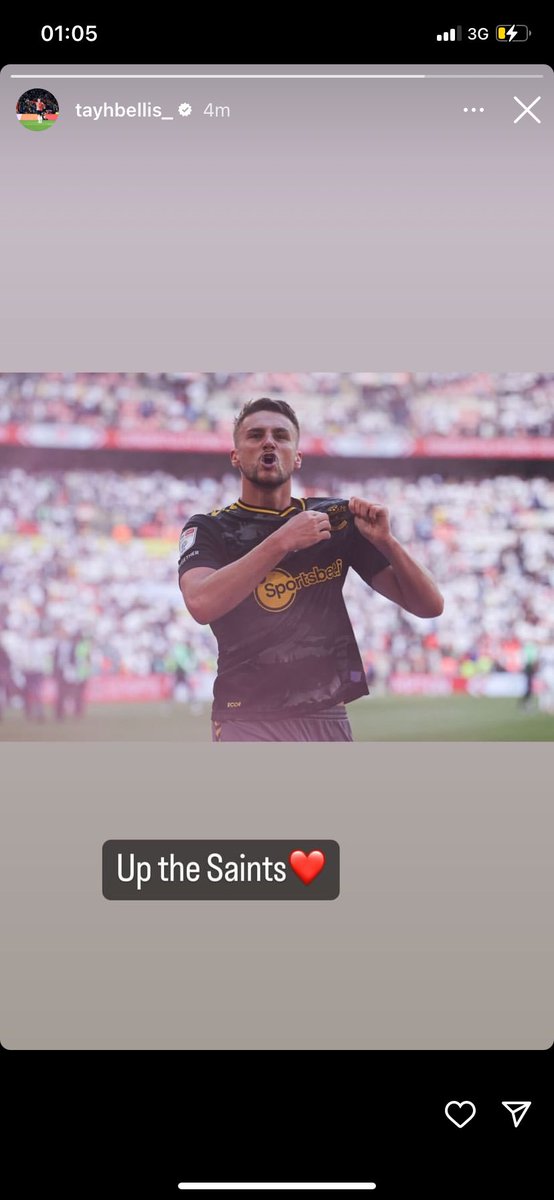 Taylor Harwood Bellis's Instagram Story: 

❤️ #SaintsFC