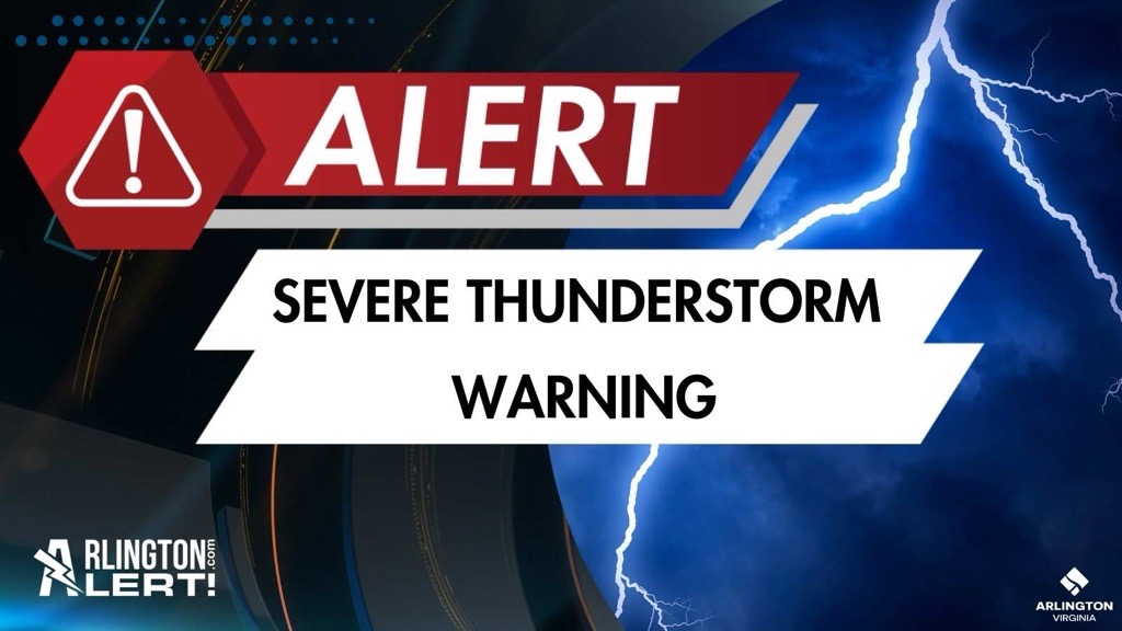 Arlington County is under a Severe Thunderstorm Warning today, 05-27-2024 08:05 PM until 05-27-2024 08:45 PM. Weather conditions exist where storms can & may easily develop. Get ahead of the severe weather & be prepared: arlingtonva.us/beprepared