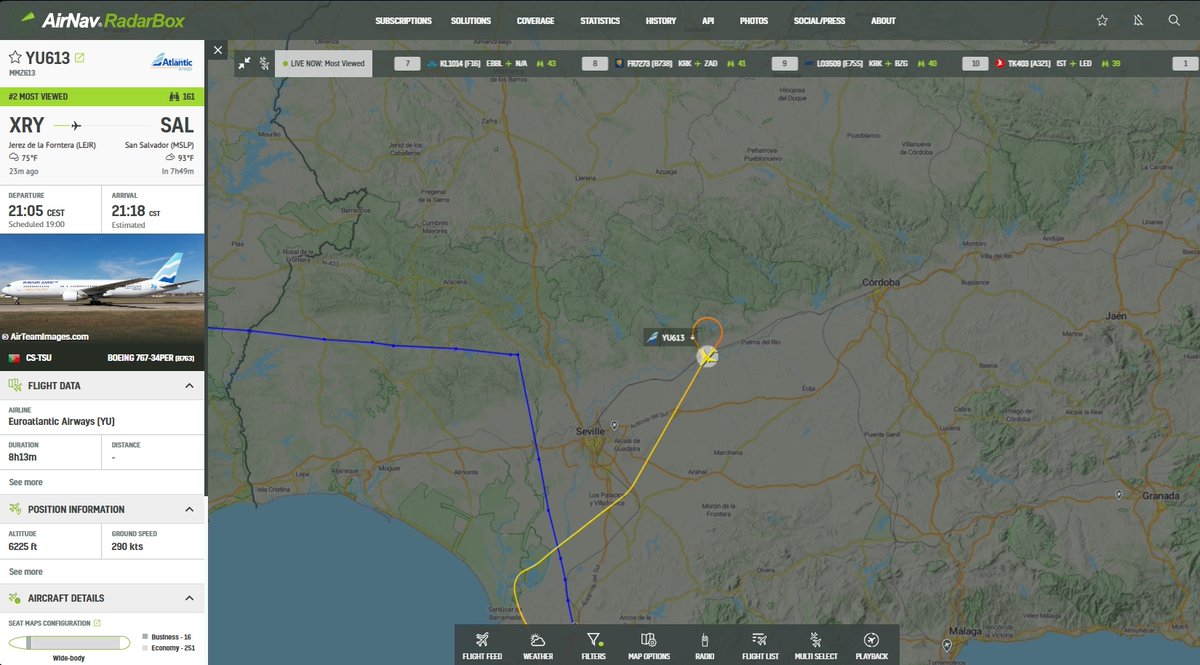 #EMERGENCY | In the last few moments, a euroAtlantic Airways Boeing 767 bound for San Salvador has declared an emergency minutes after departure from Jerez. Read more at AviationSource! aviationsourcenews.com/emergency/euro… @RadarBoxCom #euroAtlanticAirways #Jerez #SanSalvador #AvGeek