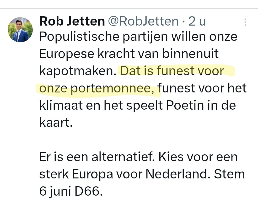 Hier spreekt @RobJetten de waarheid. De verkiezingsuitslag is slecht voor zijn portemonnee. 
#nieuwsinperspectief