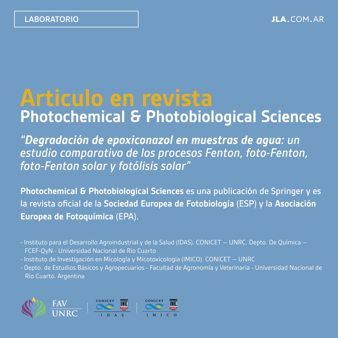 JLA_Arg's tweet image. La Lic. Karina Toledo y la Dra. Yamile Jalit, son coautoras de un artículo sobre degradación de un fungicida en muestras de agua. El trabajo experimental se realizó en colaboración con investigadores de diferentes Institutos del CONICET, con base en la Univ. Nacional de RIO IV