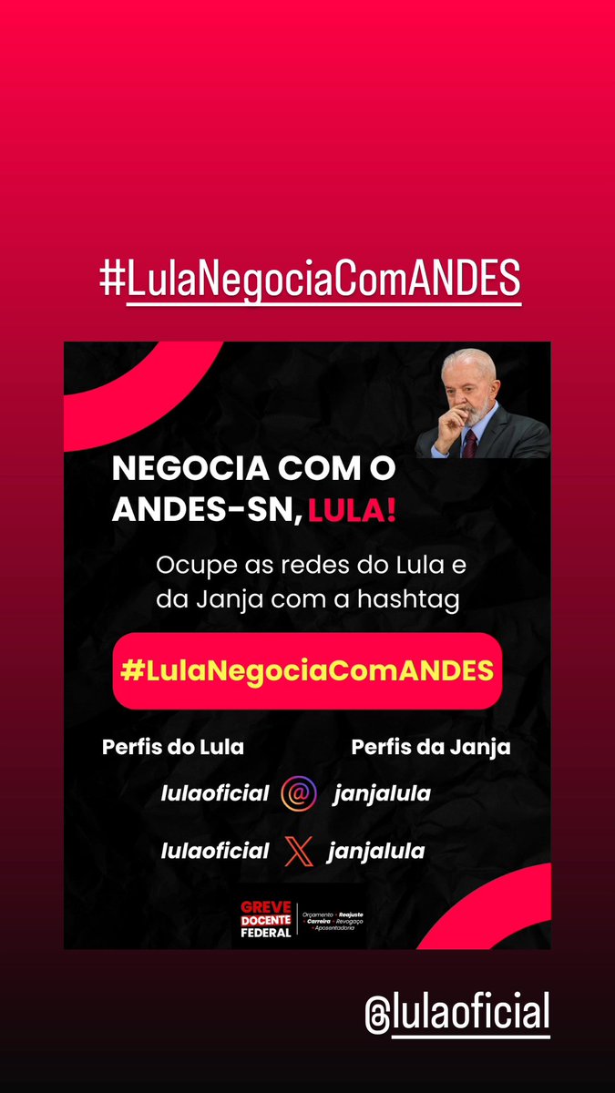#lulanegociacomandes
@LulaOficial