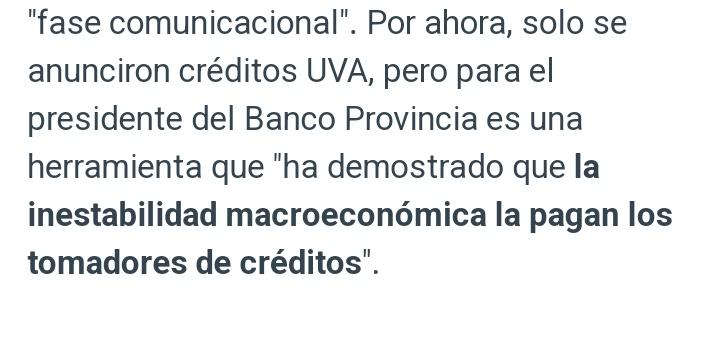 <a href="/UsuraUVA/">EstafadosUVA</a> <a href="/JCuattromo/">Juan Cuattromo</a> <a href="/bancoprovincia/">Banco Provincia</a> Al fin un banco que cuenta la verdad
Como #HipotecadosUVA de <a href="/bancoprovincia/">Banco Provincia</a> ruego <a href="/Kicillofok/">Axel Kicillof</a> haga algo para frenar este infierno 
<a href="/JMilei/">Javier Milei</a> busca fundir mas familias! <a href="/SenadoArgentina/">Senado Argentina</a> No hacen nada!
Te pedimos seas ejemplo Axel 🙏🙏
<a href="/Senadores_UxP/">Senadores de UxP</a>
<a href="/UCRNacional/">Unión Cívica Radical</a> <a href="/diputadosucr/">Bloque de Diputados UCR</a>