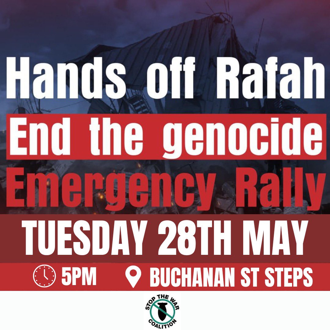 Emergency rally in Glasgow. Do come along if you can - and send on to family, friends and colleagues.