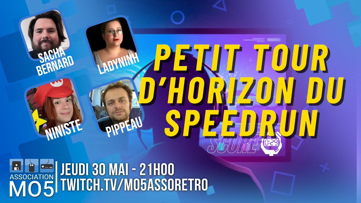 Petit tour d’horizon du speedrun Jeudi 30/05 à 21H sur notre chaîne Twitch où nous échangerons sur cette pratique culturelle avec @legend_niniste, speedrunneuse/streameuse aux exploits multiples et Sacha Bernard, chercheur spécialisé dans le domaine🤩
➡️twitch.tv/mo5assoretro