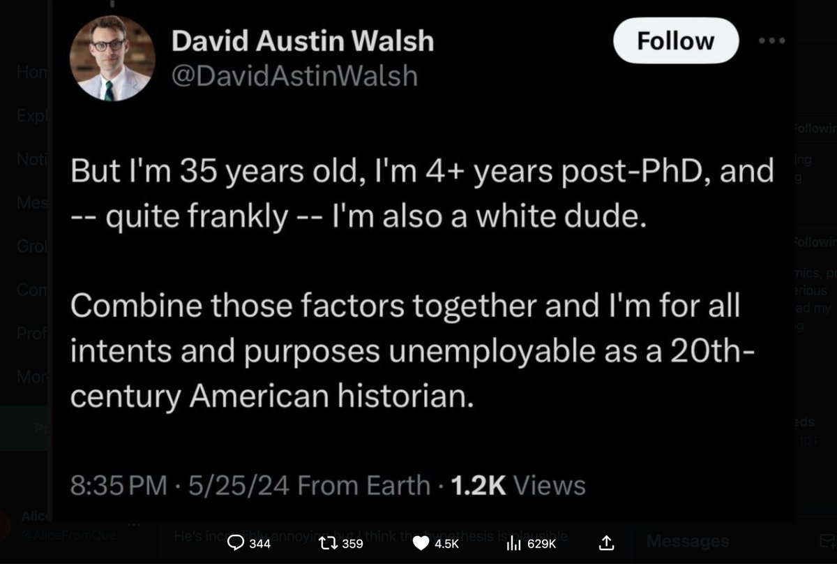 If David Austin Walsh can't get an academic job because he's a white guy he can always go to law school oh wait
