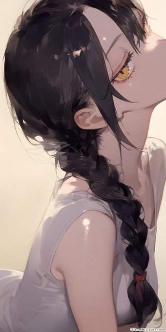 「hair over shoulder single braid」 illustration images(Latest)