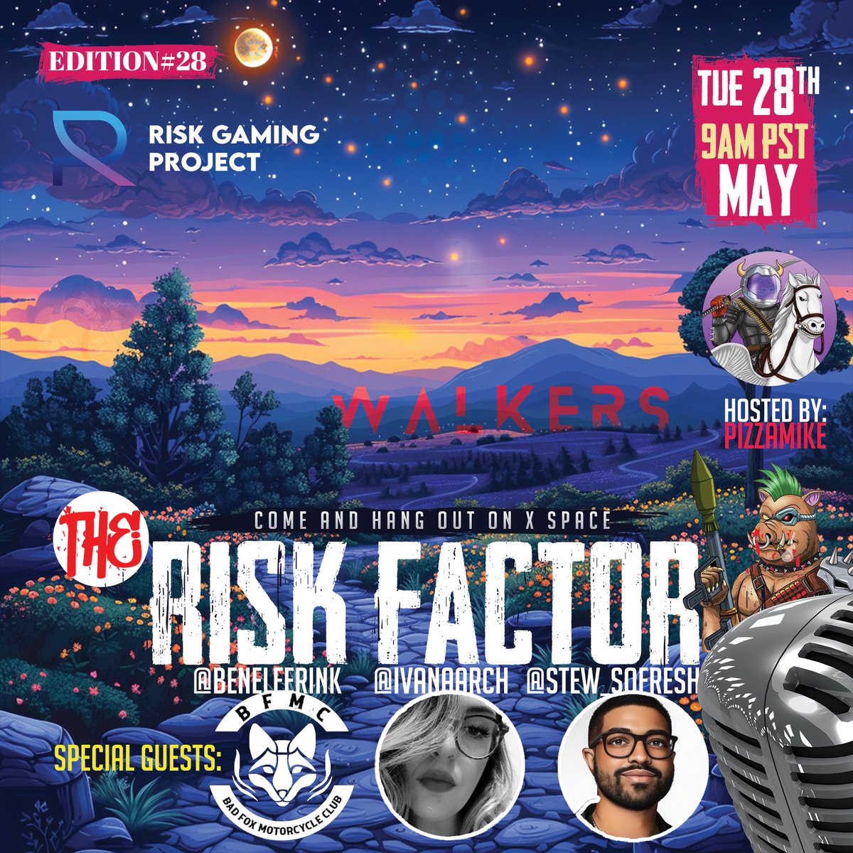 🚨Tuesday’s Risk Factor🚨

🎁 There will be Prizes:

1️⃣-Follow: @riskgamingco @RiskWisePro @BenElferink @Ivanaarch @Stew_SoFresh 
2️⃣-❤️🔄🔔 + Tag $RISK & 5 Friends
3️⃣-Listen & Set Reminder: x.com/i/spaces/1rdxl…

#CNFTGiveaway #CNFT #NFTs