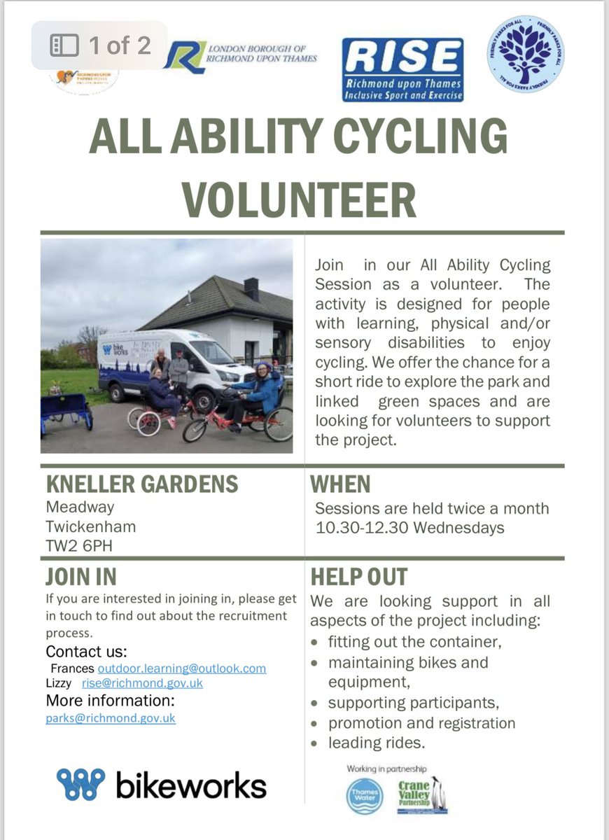 VOLUNTEERS NEEDED! Could you help at our All Ability Cycling sessions? Contact outdoor.learning@outlook.com for more information