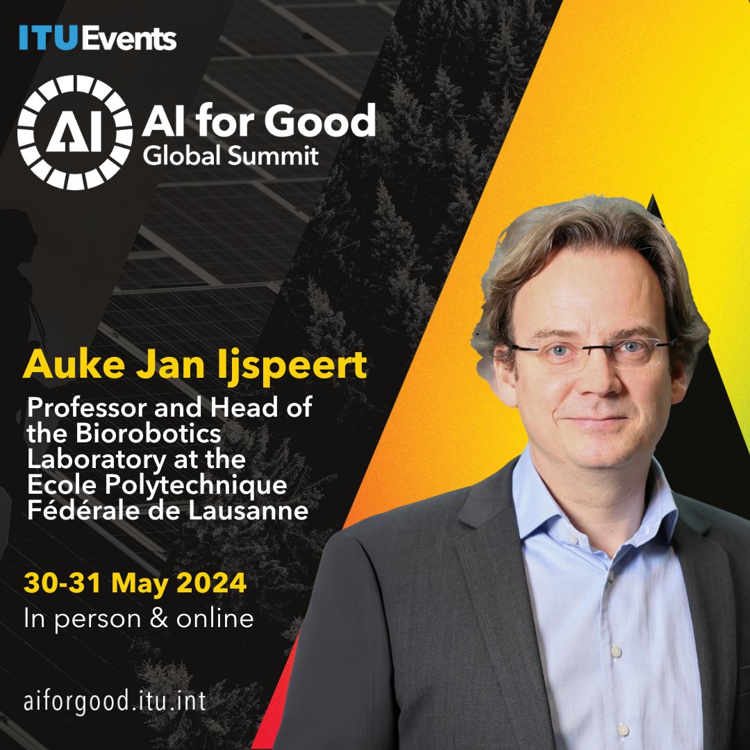 I am happy to announce that my lab will make live demos of our amphibious robots at the @AIforGood #ITUaiSummit taking place on the 30 and 31st of May 2024. I will also give a talk on the Frontiers Stage on Fri 31 8:20. @ITU/@UN  aiforgood.itu.int/summit24/