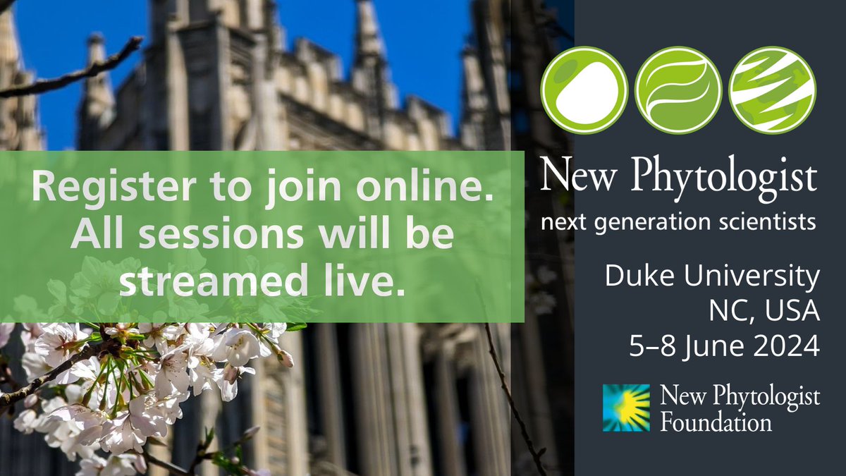 New Phytologist next generation scientists meeting 5–8 June 2024 ✍ Register to join online ow.ly/L9u350RVMQh All sessions will be streamed live! 📢 #PlantScience #EarlyCareerScientist