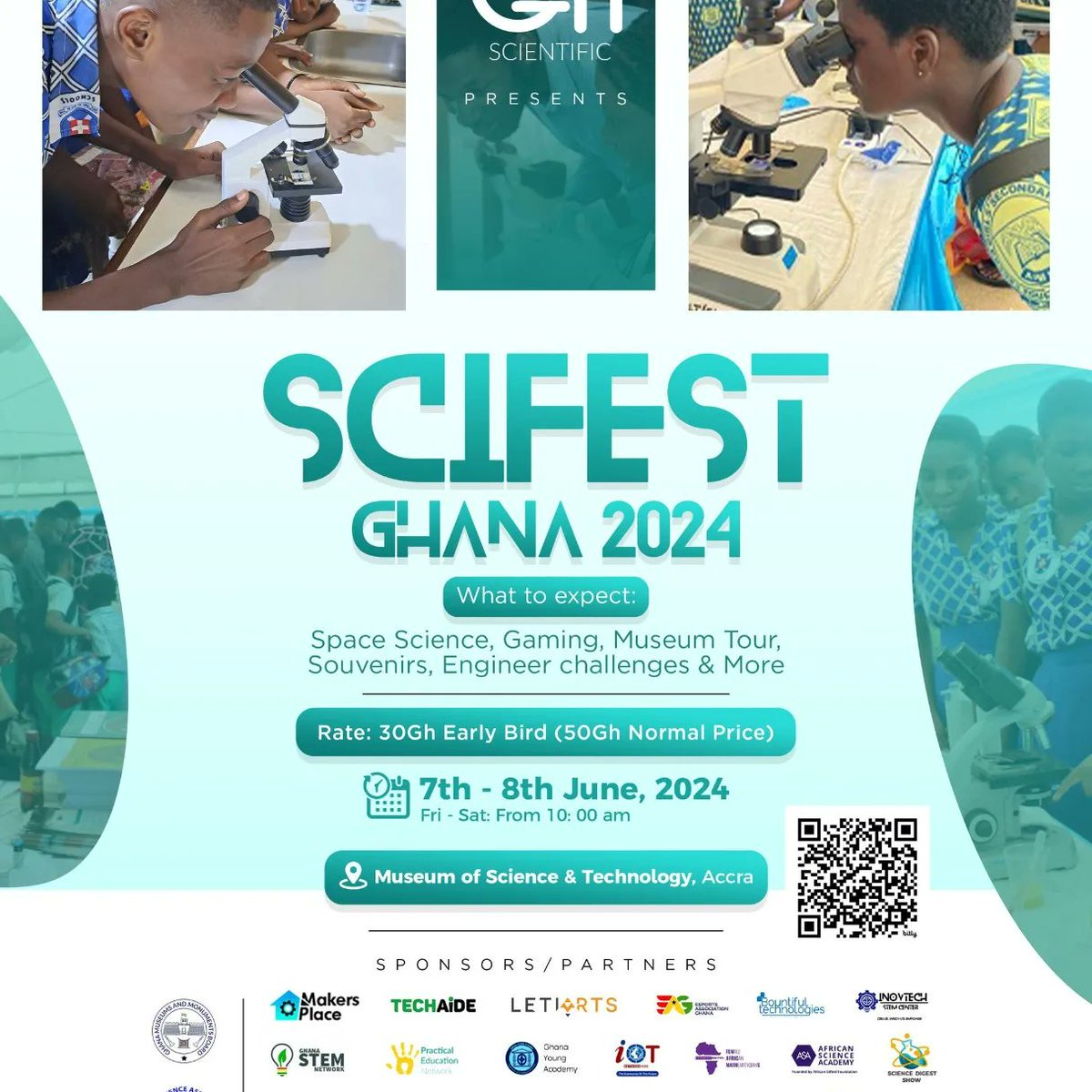 Ghscientific's tweet photo. We're 10 days away from #Scifest2024 happening at the Museum of Science & Technology, Accra.
Thanks to our sponsors and partners, ticket prices have been slashed down!
Visit https://t.co/zkdtWiK6Pr to reserve your ticket today. #ScifestAccra #Scicomm #STEMGheek #STEM4All https://t.co/Rf1NzSgNO3