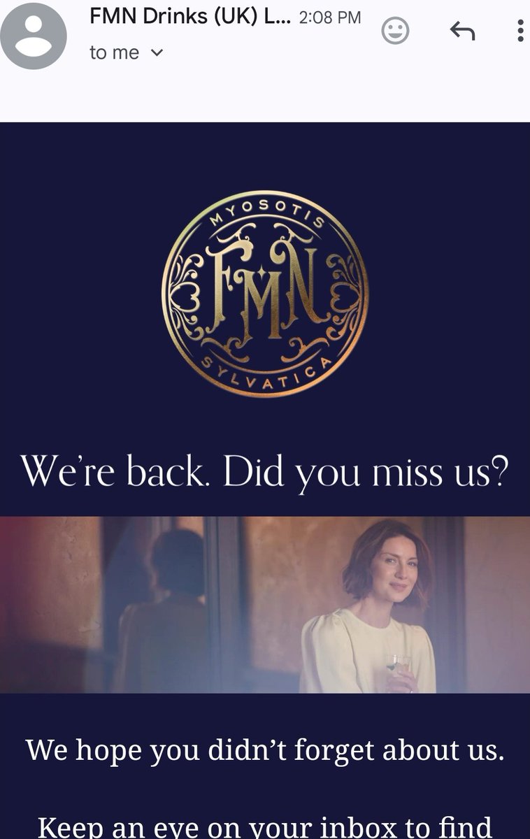 CB_GinAcademy's tweet photo. Did anyone else jump when that email popped up? When do we think it will be available and where? Exciting! 😁 #forgetmenot #fmngin https://t.co/Oy3RIInF5o