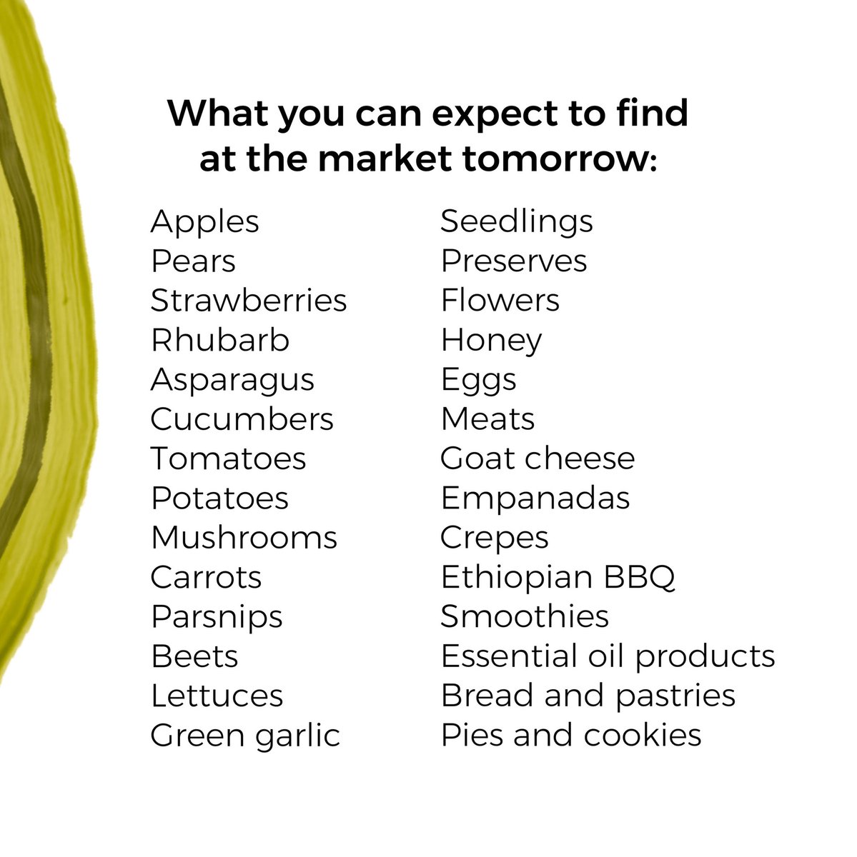 Market day is tomorrow, Tuesday May 28, from 8am to 2pm at the East York Civic Centre 😎