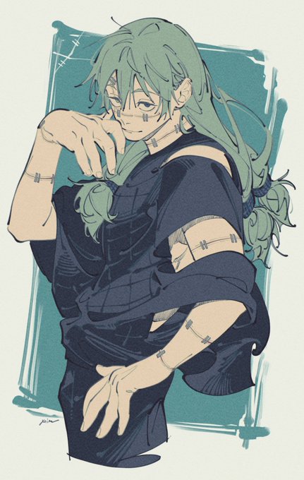「green hair hair between eyes」 illustration images(Latest)
